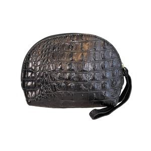 Unbranded Women Black Reptile Emboss Zip Around Wrist Strap Half-Moon Pouch NWOT